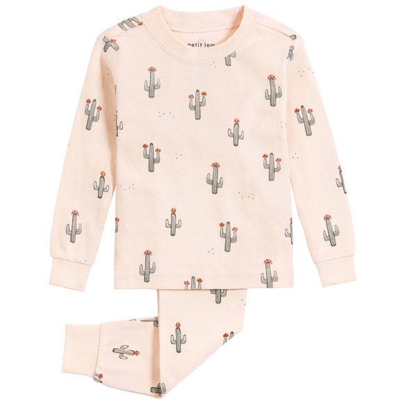 PETIT LEM Cactus Print Pajama Set, Light Pink / Blush 3T - Picture 1 of 8